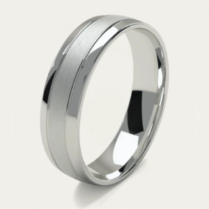 Brilliant Brushed White Gold Men's Wedding Ring