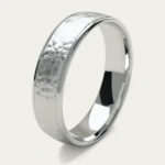 Brilliant Hammered White Gold Men's Wedding Ring