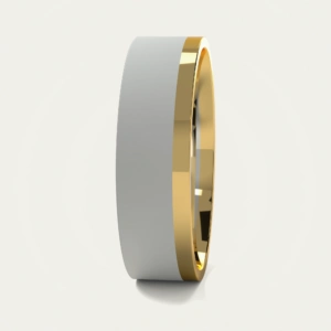 Brushed White and Polished Yellow Gold Mens Wedding Ring Brushed White and Polished Yellow Gold Mens Wedding Ring