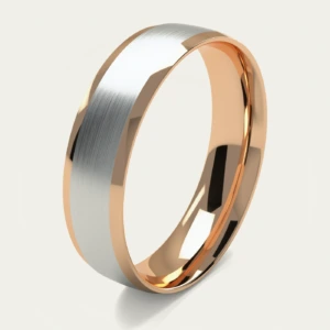 Two-Tone Polished Rose and Brushed White Gold Men's Wedding Ring
