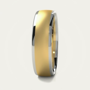Brushed White and Yellow Gold Mens Wedding Ring Brushed White and Yellow Gold Mens Wedding Ring