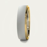 Brushed White Gold Mens Wedding Ring with Polished Yellow Gold Edge
