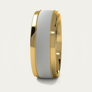 Yellow and White Gold Brushed and Polished Two-Tone Mens Wedding Band Yellow and White Gold Brushed and Polished Two-Tone Mens Wedding Band