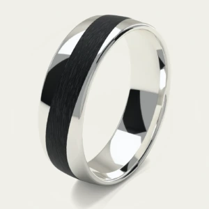 7mm 925 Sterling Silver and Carbon Fiber Wave Men's Ring