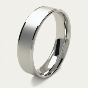Brushed and Polished Platinum 600 Mens Wedding Band