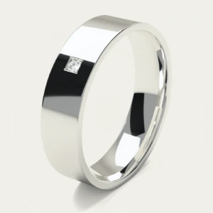 Clean and Simple 925 Sterling Silver Diamond Men's Wedding Ring