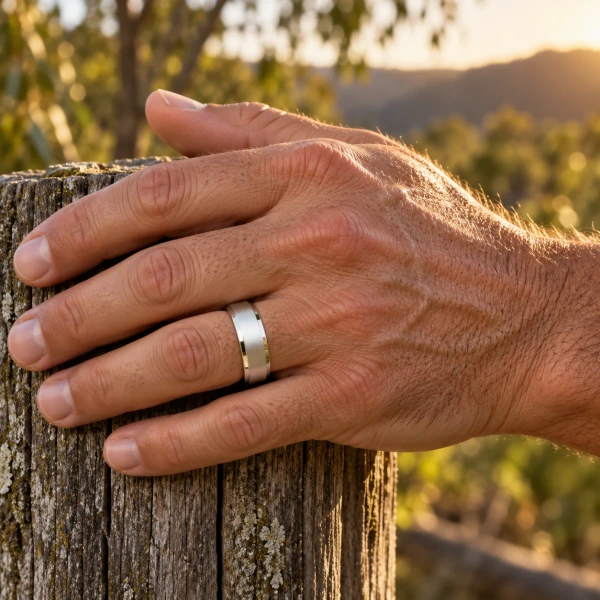 Distinctive 925 Sterling Silver Men's Wedding Ring Distinctive 925 Sterling Silver Men's Wedding Ring