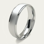 Distinctive Brushed and Polished White Gold Mens Wedding Ring