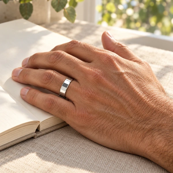 Flat Polished 925 Sterling Silver Mens Wedding Ring Flat Polished 925 Sterling Silver Mens Wedding Ring