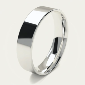 Flat Polished 925 Sterling Silver Mens Wedding Ring