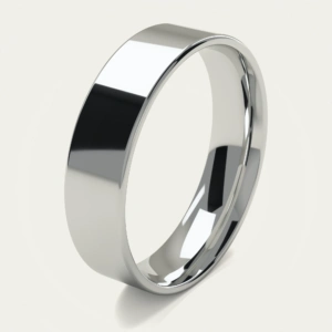 Flat Polished White Gold Men's Wedding Ring