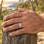 Flat Polished White Gold Mens Wedding Ring