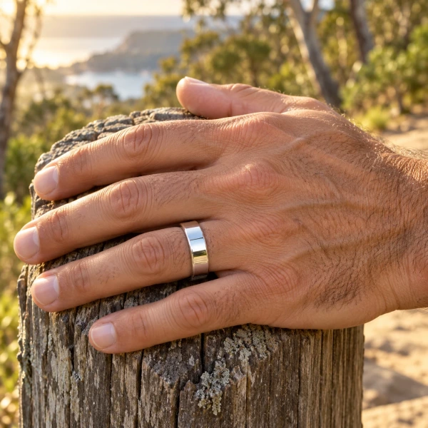 Flat Polished White Gold Mens Wedding Ring Flat Polished White Gold Mens Wedding Ring
