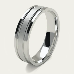 Classic Polished White Gold Men's Wedding Ring
