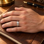 Classic Polished White Gold Mens Wedding Ring