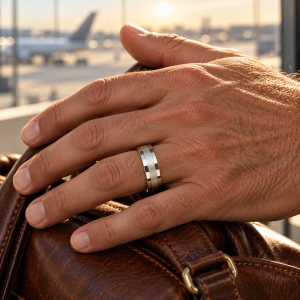 Platinum 600 Polished and Brushed Mens Wedding Ring Platinum 600 Polished and Brushed Mens Wedding Ring