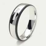 925 Sterling Silver and Carbon Fiber Five Diamond Men's Ring