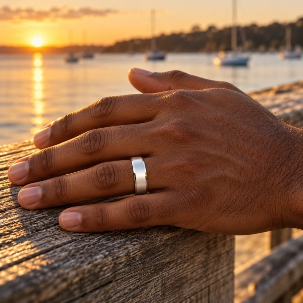 925 Sterling Silver Brushed and Polished Mens Ring 925 Sterling Silver Brushed and Polished Mens Ring