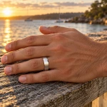 925 Sterling Silver Brushed Mens Wedding Ring