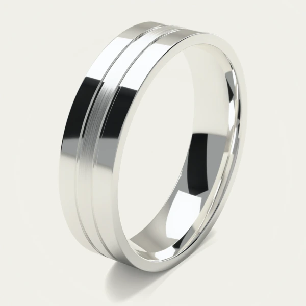 925 Sterling Silver Polished and Brushed Men's Wedding Ring 925 Sterling Silver Polished and Brushed Men's Wedding Ring