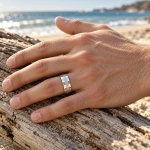 925 Sterling Silver Polished and Brushed Mens Wedding Ring