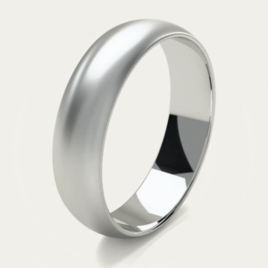 Classic Brushed White Gold Domed Mens Wedding Ring
