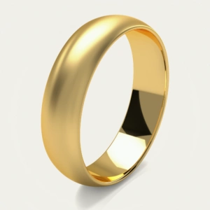 Classic Brushed Yellow Gold Domed Mens Wedding Ring