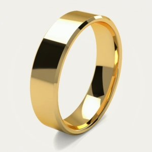 Flat Polished Yellow Gold Men's Wedding Ring