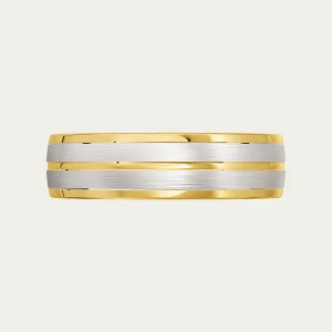 3022-Yellow-and-White-Gold-Grooved-Mens-Wedding-Ring-3 Yellow-and-White-Gold-Grooved-Mens-Wedding-Ring