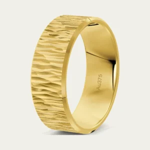 The Bark-Textured Yellow Gold Mens Wedding Ring, yellow gold The Bark-Textured Yellow Gold Mens Wedding Ring, yellow gold