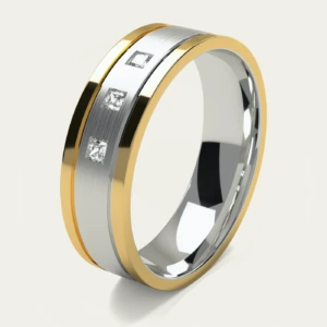 The Princess Trio Two-Tone Three Diamond Men's Wedding Ring