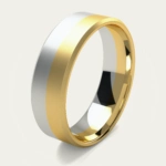 Two-Tone Brushed White and Yellow Gold Mens Wedding Ring
