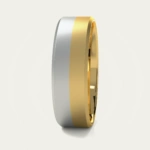 Two-Tone Brushed White and Yellow Gold Mens Wedding Ring